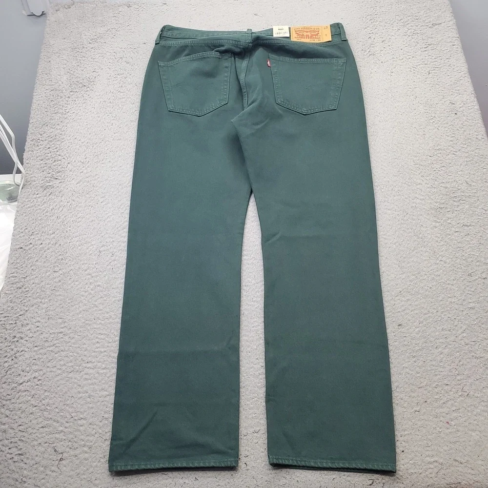 Levi's Straight Jeans Mens 36x30 Green Relaxed Fit Through The Thigh Button Fly